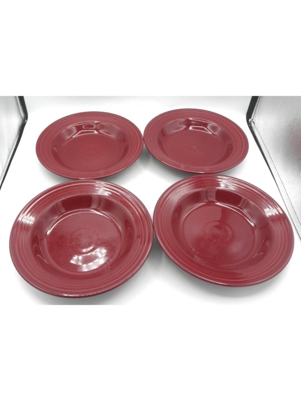 Fiesta Cinnabar Homer Laughlin HLCFIECI 9 Inch Rim Bowl Set of 4 HEAVY WEAR